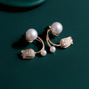 Beautiful Pearl Zircon Korean Flower Earrings
