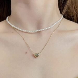Elegant Double Layer Heart Pearl Pendent